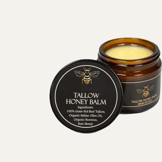 Grass-Fed Beef Tallow and Raw Honey Balm with Organic Italian Olive Oil
