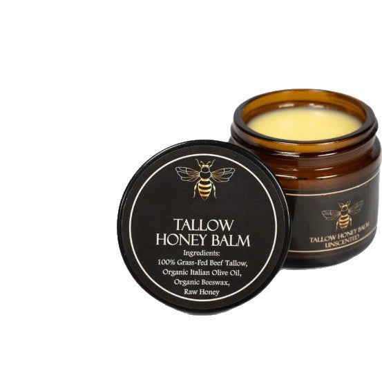 Grass-Fed Beef Tallow and Raw Honey Balm with Organic Italian Olive Oil