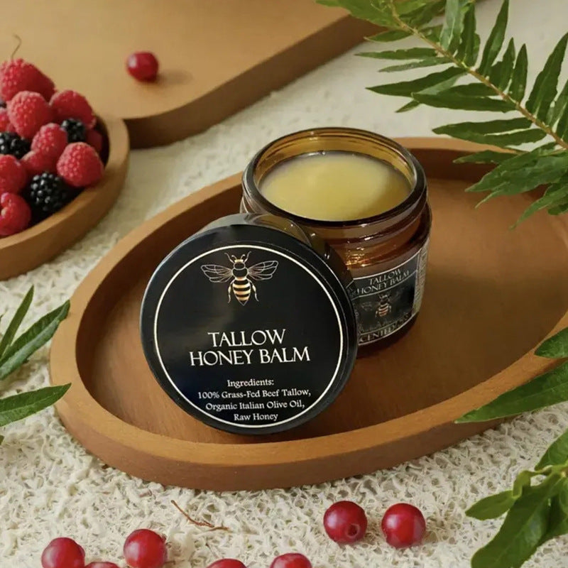 Grass-Fed Beef Tallow and Raw Honey Balm with Organic Italian Olive Oil